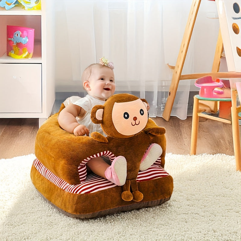 Una silla de brazos en forma de animal para bebés, asiento de aprendizaje para bebés con relleno, sofá suave de peluche para jóvenes, cojín de práctica de sentado, múltiples colores