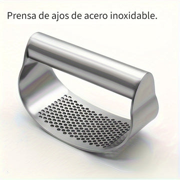 1 pza., Prensa de Ajos, Prensa de Ajos de Acero Inoxidable, Picadora de Ajos de Metal Mecedora, Trituradora de Ajos Lavable, Picadora de Ajos de Cocina, Machacador de Ajos, Utensilios de Cocina, Accesorios de Cocina