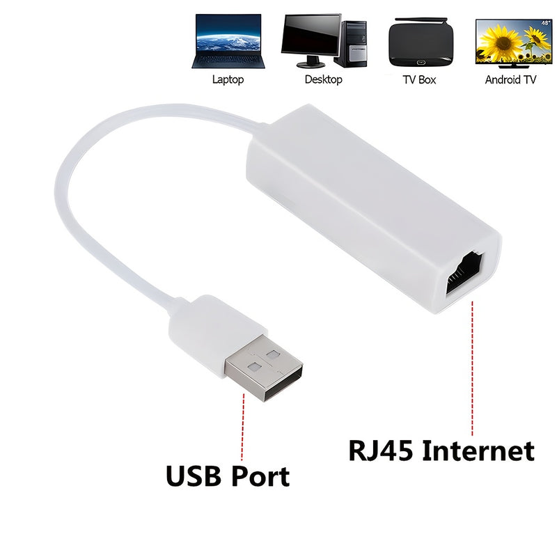 Adaptador Portátil USB a Ethernet 1000Mbps (1Gbps) - Plug & Play Sin Controladores, Diseño Compacto para Viajes, Convertidor LAN RJ45 Blanco para Laptop, PC, Smartphones y Tabletas, Acceso a Internet en Laptops, Conexión de Alta Velocidad