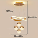 Lámpara colgante LED dorada moderna, regulable, acabado metálico pulido, con hardware de instalación, para comedor, isla de cocina, sala de estar, dormitorio - Conectada eléctricamente, 110V-240V, solución de iluminación para islas | Lámpara de techo ele