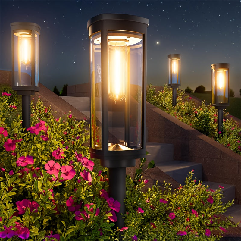 2/4 piezas, luces solares decorativas para exteriores, luces solares para césped IP44. Luces LED solares, luces decorativas para paisajes solares, adecuadas para patios, céspedes, caminos, muelles, garajes y jardines. Decoraciones para fiestas navideñas,