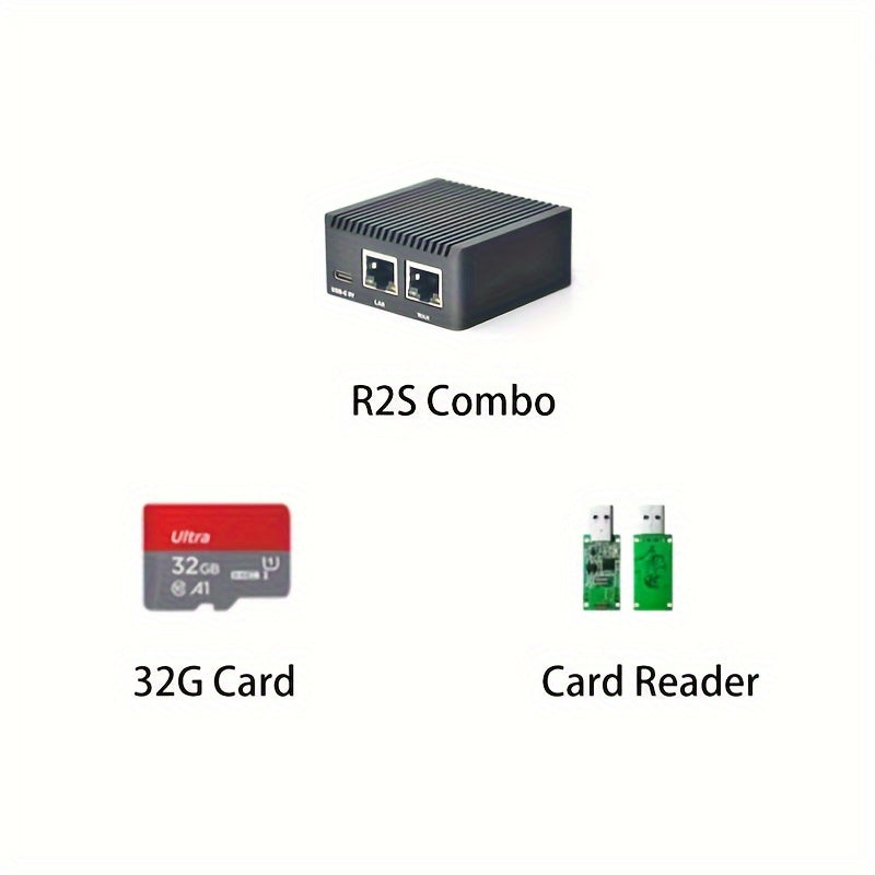 Carcasa de metal oficial de Nanopi R2S: Sistema OpenWrt RK3328 Mini Router con dos puertos Gigabit, Ethernet de 1 Gb, almacenamiento amplio
