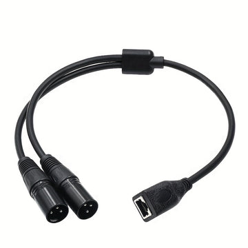 Adaptador de Cable Dual XLR a RJ45 - Negro, Extensión Macho/Hembra para la Serie de Controladores DMX-CON, Convertidor Ethernet con Múltiples Conectores, Diseño Duradero y Flexible para Sistemas de Sonido e Iluminación