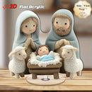 Decoración navideña de mesa 2D acrílica plana con diseño sereno de María, José y el niño Jesús junto a ovejas - ideal para decoraciones familiares en interiores y exteriores, regalos festivos perfectos para Navidad