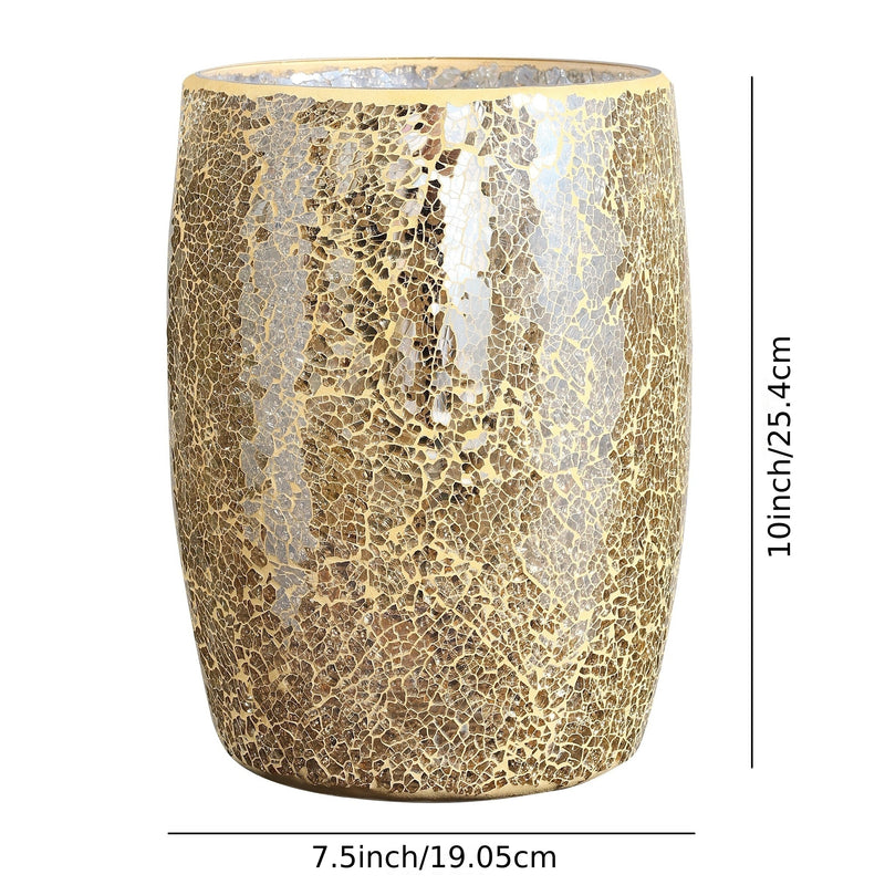 Bote de basura decorativo para baño con mosaico de vidrio, ovalado, 19.05 cm de diámetro x 25.4 cm de alto