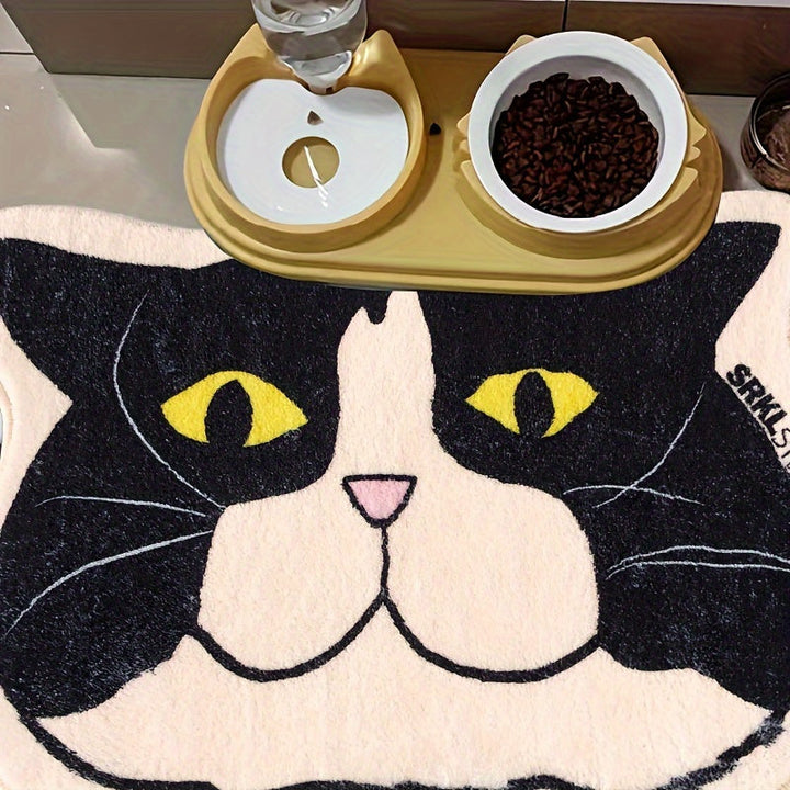 1 pieza, alfombra absorbente antideslizante con forma de gato en imitación de cachemira, suave y resistente al desgaste, para dormitorio o entrada, lavable a máquina, base de alfombra de poliéster