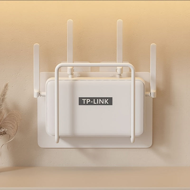 Soporte para Enrutador de Montaje en Pared sin Taladro de Fácil Instalación - Elegante Hierro Fundido Blanco, Estante de Almacenamiento Multiusos para Sala de Estar y Más, Colocación de Cajas, Estante Wifi, Estantes