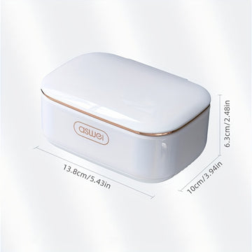 Jabonera de Pared a Prueba de Fugas con Tapa - Plástico Duradero, Accesorio de Baño Rectangular, Porta Jabón, Contenedor de Jabón, Bandeja de Goteo