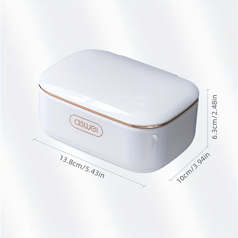 Jabonera de Pared a Prueba de Fugas con Tapa - Plástico Duradero, Accesorio de Baño Rectangular, Porta Jabón, Contenedor de Jabón, Bandeja de Goteo