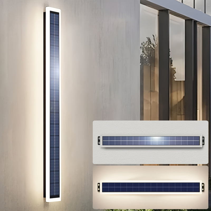 Lámpara de pared exterior con energía solar, 10W LED con pantalla de acrílico, montaje semiempotrado de 60 cm, control con sensor de luz, portátil, batería de litio recargable, incluye hardware de instalación, para porche, patio o entrada principal