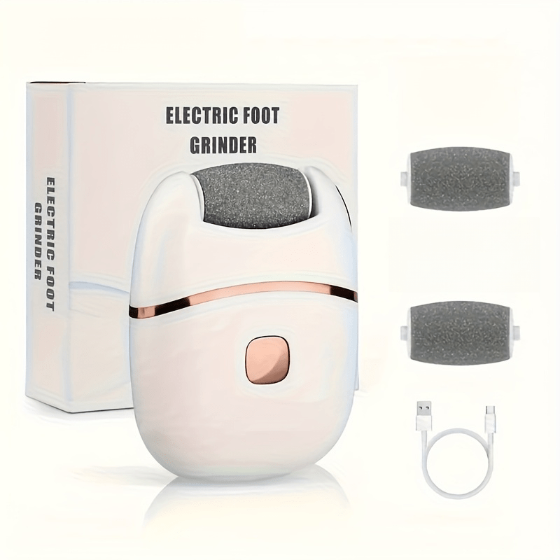 Dispositivo portátil para el cuidado de los pies, recargable por USB con luz LED y 2 cabezales de repuesto, ideal para mantener tus pies suaves y lisos en casa o en movimiento