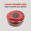 Un rollo de cable de altavoz de 14AWG de doble color rojo y negro, adecuado para sistemas de sonido estéreo, altavoces de cine en casa, sonido envolvente y radios (Nota: Este no es un cable de alimentación y no debe usarse para conexiones de alimentación