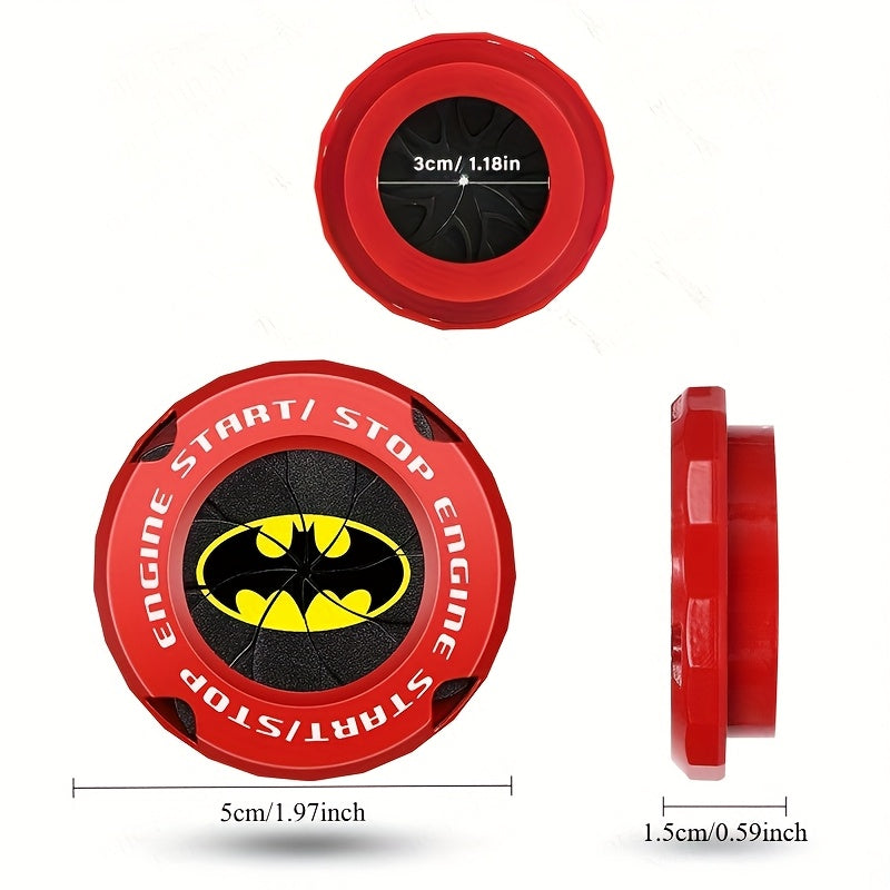 1 pieza de WB Batman, tapa de botón de arranque de coche, diseño redondeado giratorio, adecuado para botón de arranque/parada, mejora duradera de plástico interior, diseño de patrón audaz | Estuche protector duradero de plástico