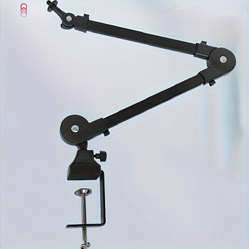 Kit de soporte de micrófono de hierro negro versátil - Sin muelle, brazo ajustable, incluye clips y conector XLR, ideal para grabación, transmisión, podcasting, juegos, etc., accesorio de micrófono