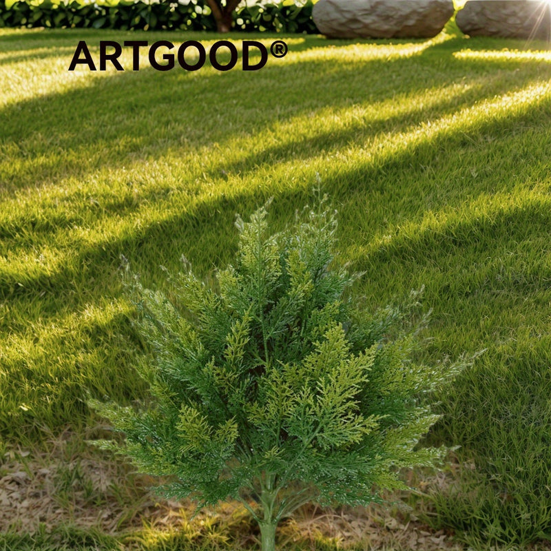 3 piezas de ARTGOOD, ramas de cedro artificial con estacas, 23,62" de verdor para el hogar, jardín, decoración de bodas, ramas de pino falso grandes para uso interior y exterior (sin maceta incluida)