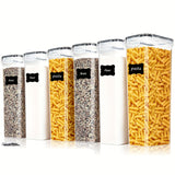 Juego de 6 Recipientes Herméticos para Alimentos - 2.4L, Material PP Libre de BPA, Organización Transparente para Cocina y Despensa con Etiquetas y Tapas Reutilizables, Diseño Duradero y Apilable, Organizador de Alimentos Secos