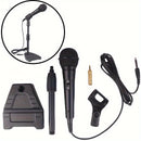 Conjunto de soporte de micrófono de bobina de movimiento con cable profesional, micrófono portátil, micrófono dinámico de mano universal con enchufe de 6,35 mm/0,25 pulgadas y adaptador de 3,5 mm/0,138 pulgadas. Adecuado para teclados electrónicos, instr