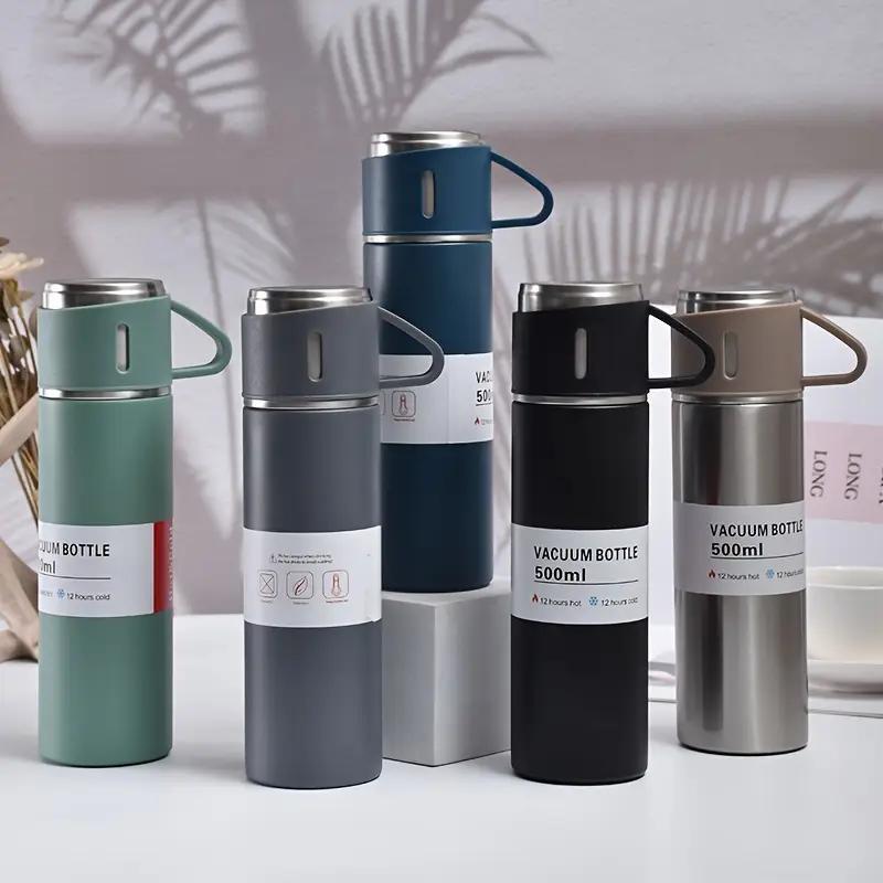 1 juego de tazas de vacío de acero inoxidable 304 para negocios, con 3 tapas, regalo portátil para exteriores.