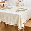 Mantel rectangular con diseño de margaritas y flecos, 1 unidad, ideal para decoración de picnic, fiestas, cocina o hogar