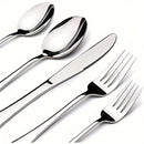 Juego de cubiertos de 30 piezas, cubiertos de acero inoxidable con acabado pulido espejo, incluye cuchillos para carne, tenedores de cena, cucharas, cucharas de café, tenedores de postre, aptos para lavavajillas, ideales para uso doméstico y en restauran