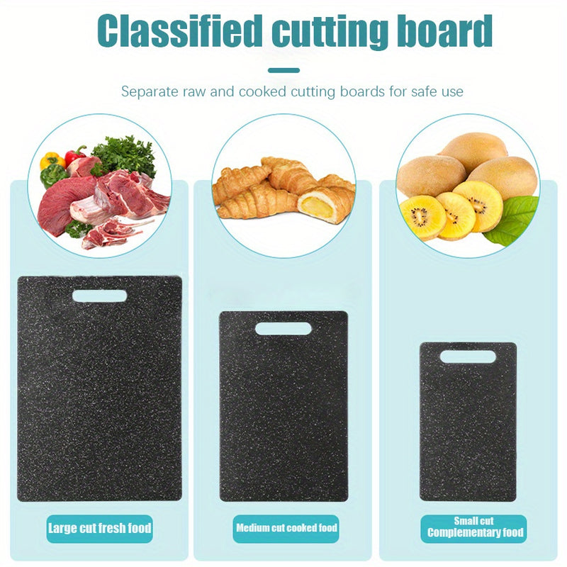 Juego de 3 Tablas de Cortar de Imitación de Mármol para Cocina - PP Duradero, Perfecto para Frutas, Verduras y Carne - Mango de Fácil Agarre - Accesorios Esenciales para Cocinar, Juego de Tablas de Cortar, Suministros de Cocina