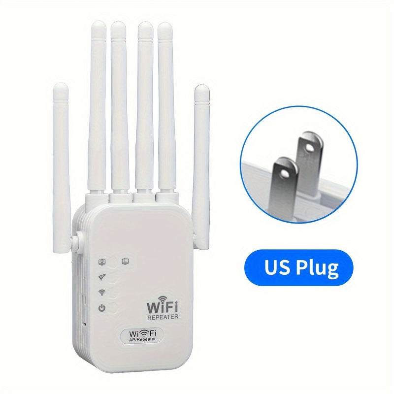 Repetidor de Señal WiFi, Extensor WiFi 300Mbps con 6 Antenas, Amplificador de Red Penetrante para Mayor Cobertura y Velocidad en Múltiples Escenarios, Mejora de la Red Oficina, Colocación Versátil, Enchufe Estándar EE. UU., Extensión Wifi Hogareña, Repet