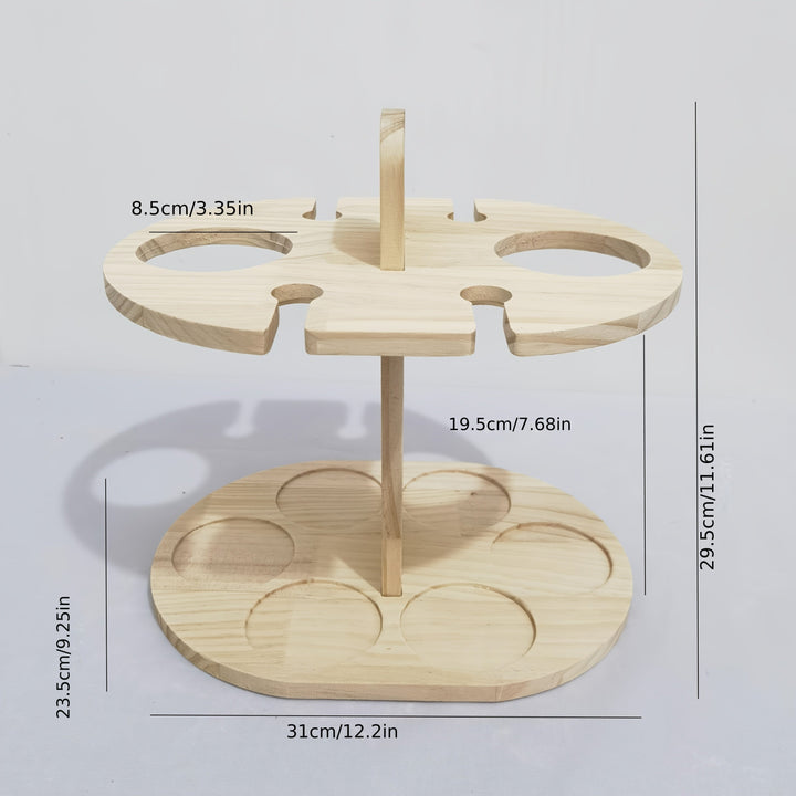 Elegante estante de vino de madera con copas de vino integradas - Diseño de madera natural pulido, almacenamiento ahorrador de espacio para botellas y copas, perfecto para uso en casa o en restaurantes, decoración de vino.