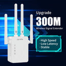 Nuestro Vida 300M Repetidor Wi-Fi, Amplificador de señal de 4 antenas, Amplificador de red doméstica, Amplificador de señal que penetra paredes, Amplificador de rango inalámbrico de 2,4G, Adaptador de alimentación de 110V/220V, Sin batería incluida