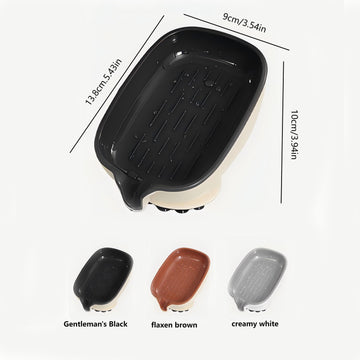 1pc Jabonera ranurada mejorada con ventosa, jabonera de baño sin taladrar, diseño de drenaje en cascada, plástico duradero, fácil instalación, accesorio de baño moderno.
