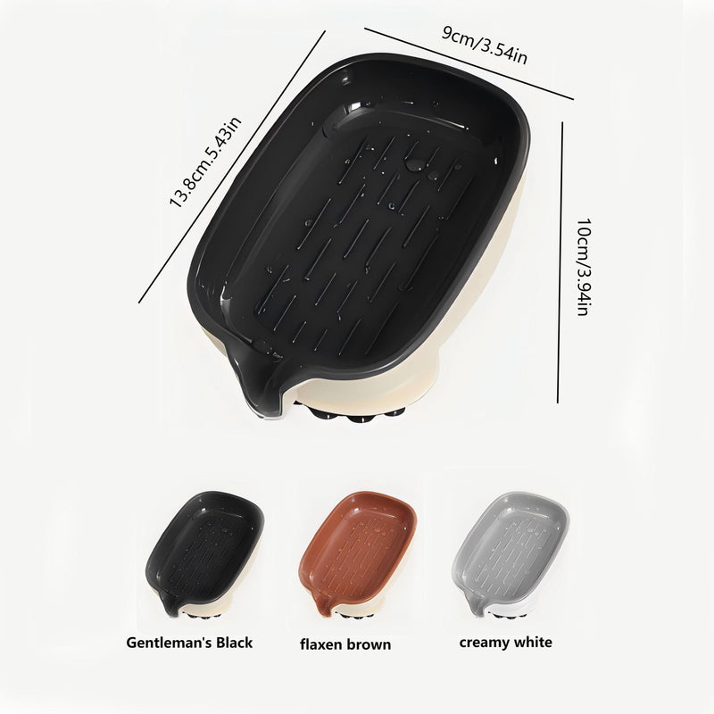 1pc Jabonera ranurada mejorada con ventosa, jabonera de baño sin taladrar, diseño de drenaje en cascada, plástico duradero, fácil instalación, accesorio de baño moderno.