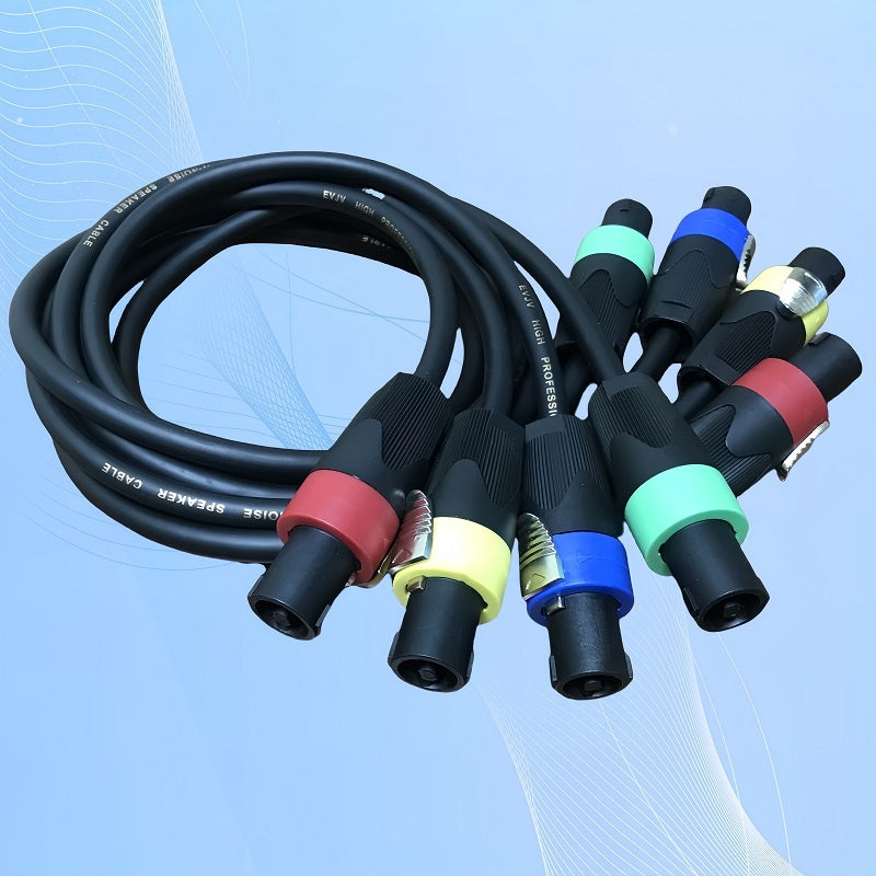 Cable de audio profesional con conectores masculinos a masculinos, Speakon a Speakon, 4 estilos de conectores, 100cm/3.28 pies o 500cm/16.4 pies, material PVC, forma redonda, modo de alimentación sin carga, no requiere batería, con cableado para instalac