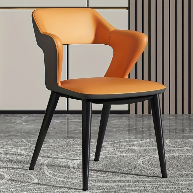 Silla de comedor elegante estilo francés con respaldo - Diseño hueco, disponible en azul, naranja, gris - Ideal para club, hotel, restaurante occidental, café, muebles de comedor.