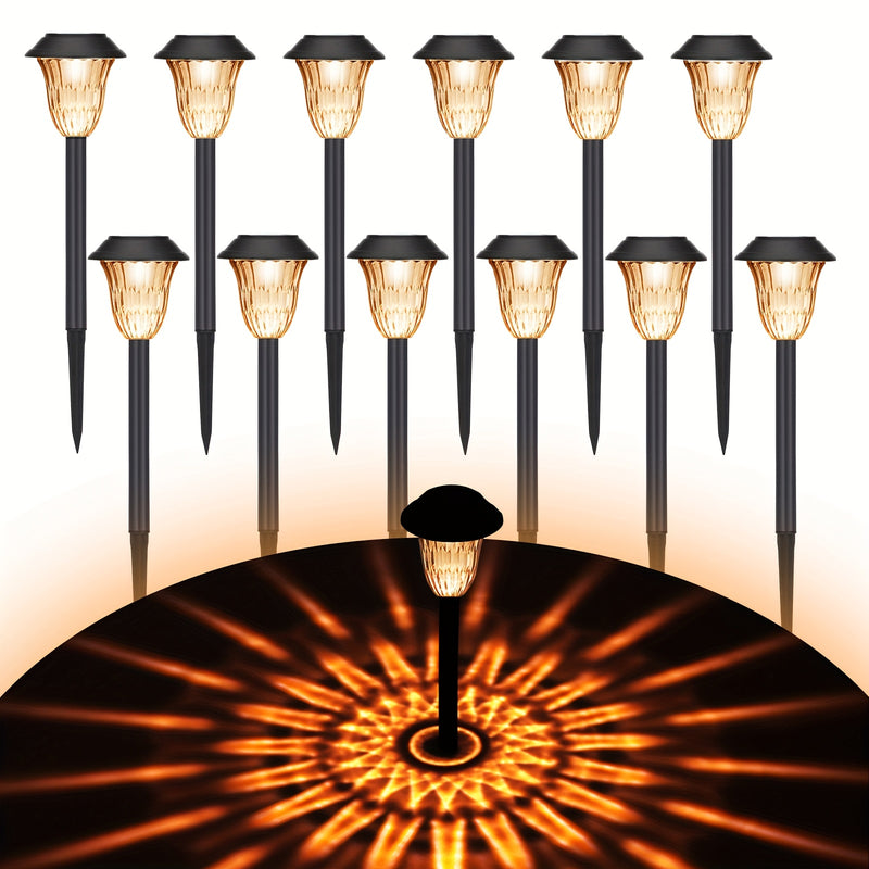 12 luces solares LED para exteriores, iluminación automática para jardín, patio y aceras, se encienden al anochecer y se apagan al amanecer