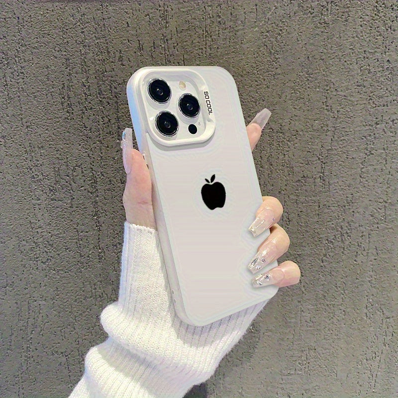 Estuche Minimalista de Negocios con Patrón de Manzana Plateada Adecuado para iPhone 16 PRO MAX, iPhone 15 PRO MAX 14 16 PLUS 15 13 12 11 7 8P X XR XS MAX, Funda Móvil Anti-Caída de Alta Estética Modelo A429TYBL68