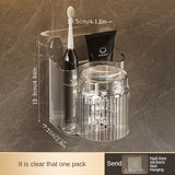 Soporte de Pared para Cepillo de Dientes y Vaso de Enjuague Bucal - Plástico Transparente, Organizador de Baño sin Taladro para Almacenamiento de Pasta Dental y Cepillos