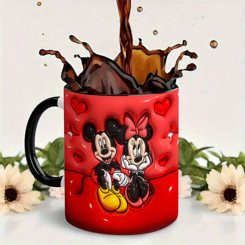 Taza de cerámica plana impresa en 2D de Disney de 11 oz con diseño de Mickey Mouse, portátil y de boca ancha para café, adecuada para acampar al aire libre, hacer picnic, viajar, regalos de Pascua HBMKB0123B
