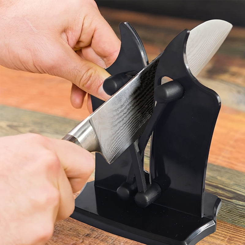 Afilarcuchillos Profesional de 1 Pieza con Ajuste Automático y 3 Acciones en Carburo de Tungsteno - Afilado Sin Esfuerzo para Cuchillos y Tijeras, Base Duradera de ABS, Diseño Negro para Uso en Cocina, Accesorios Gastronómicos | Herramienta de Cocina Mod