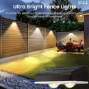 4/2 Paquetes de Luces Solares para Vallas, Luces Solares para Vallas de 8 Colores con 9 Modos de Iluminación, Luces Solares para Paredes Exteriores, Luces para Barcos con IP44, Luces Solares para Jardín con Encendido/Apagado Automático para Patio, Barand