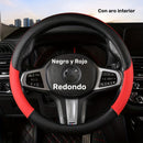 Funda de Volante de Fibra de Carbono Negro y Rojo con Anillo Interior - Cuero PU Antideslizante para Todas las Estaciones, Diseño Deportivo Elegante para Mayor Agarre y Comodidad