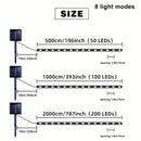 Tira de luces LED solares para exteriores, 8 modos, luces decorativas para jardín, fiestas, Navidad, árbol de Navidad, Halloween, bodas y decoración de patio
