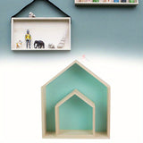 2 Piezas de Estantes de Pared con Forma de Casa para Decoración del Hogar en Verde para Sala de Juegos