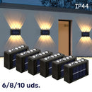 6/8/10pcs Luces de pared de LED alimentadas por energía solar, decoración de pared exterior IP44 con brillo cálido amarillo, ideal para hogar, jardín, valla, patio - Montaje semi empotrado, carcasa de plástico, batería de níquel cargada por energía solar