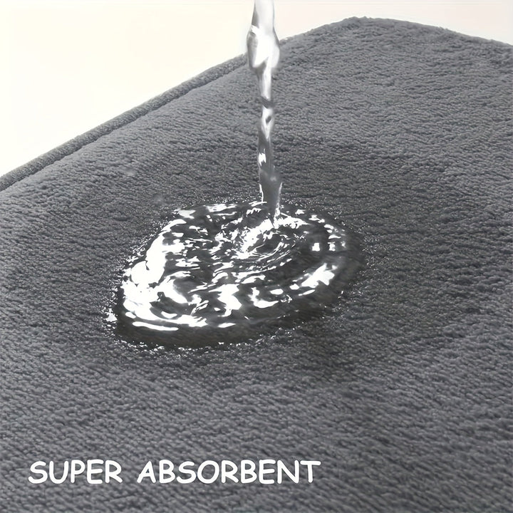 1pc Alfombra de baño de secado rápido UltraSoft, alfombra de baño antideslizante súper absorbente, lavable a máquina, pelo bajo, rectangular, patrón de rayas, poliéster con respaldo de PVC, alfombra de franela ligera