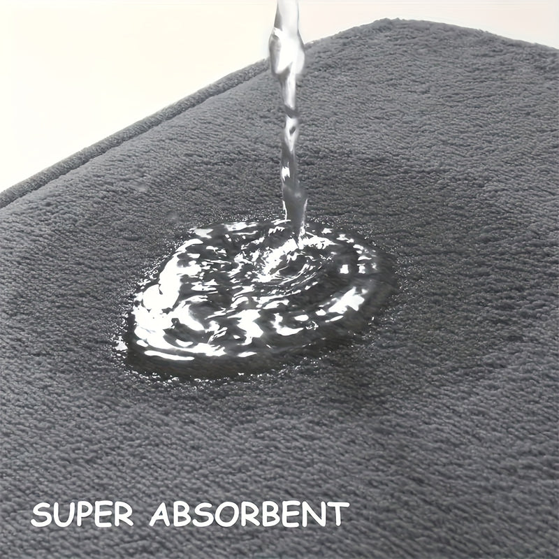 1pc Alfombra de baño de secado rápido UltraSoft, alfombra de baño antideslizante súper absorbente, lavable a máquina, pelo bajo, rectangular, patrón de rayas, poliéster con respaldo de PVC, alfombra de franela ligera