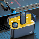 Micrófono de solapa inalámbrico para iPhone y Android, sistema de doble micrófono con clip, entradas Lightning y USB-C, y estuche con batería para grabación de videos en vivo