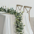 12 piezas de 182.88 cm Guirnalda Artificial de Eucalipto y Sauce con Flores Blancas - Hojas Verdes Elegantes, Ideal para Bodas, Compromisos, Decoración del Hogar y Eventos, Estilo Clásico Todo el Año, Temática Nupcial, Material Plástico, Enredaderas Natu