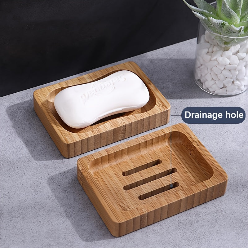 1 Pieza, Caja De Jabón De Bambú, Soporte De Jabón Antideslizante, Jabonera Para Encimera De Baño, Caja De Jabón De Drenaje, Bandejas De Jabón De Bambú Creativas Para Baño