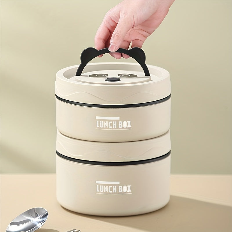 1 Lonchera aislante de acero inoxidable 304 grado alimenticio, con tapa independiente para comidas separadas, sin fugas y con asa, ideal para oficina, escuela o viajes, apta para ensaladas, nueces o fideos, no requiere electricidad