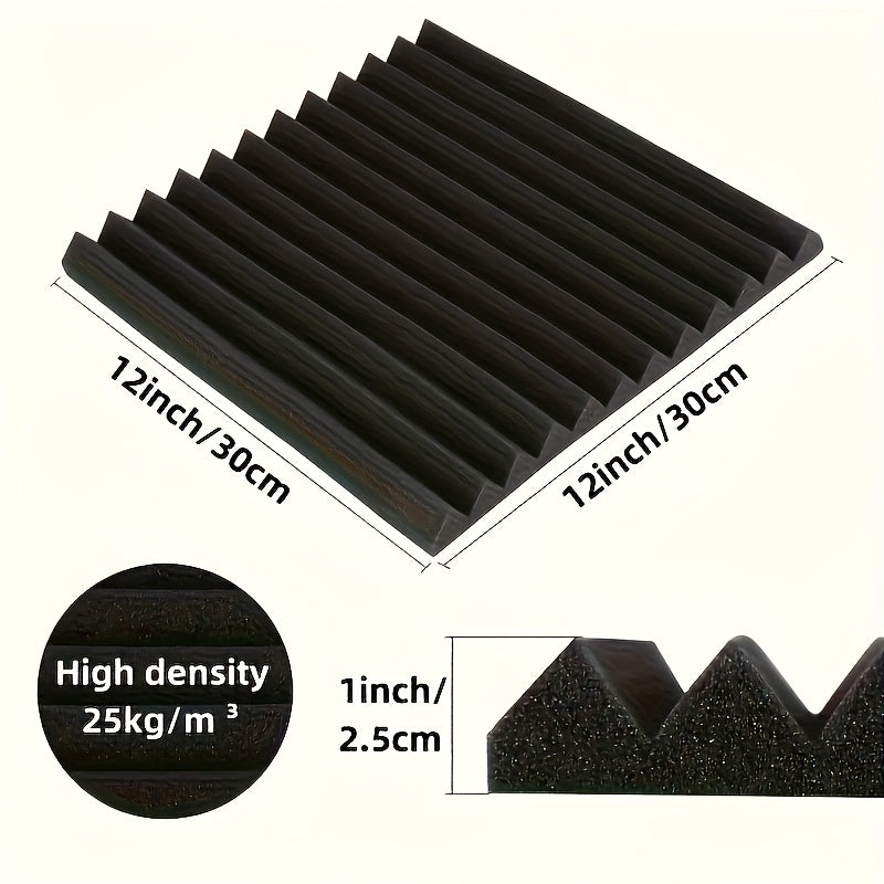 52 piezas de paneles acústicos ignífugos de alta densidad con cinta adhesiva de doble cara, 30.48x30.48x2.54 cm, baldosas aislantes de sonido para reducción de ruido - Ideal para estudios, KTV, podcasts y decoración de habitaciones - Gris/Negro, paneles