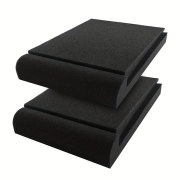 Un par de almohadillas insonorizantes de 27,99 cm × 19,0 cm × 3,99 cm para altavoces, diseñadas para reducir las vibraciones y ecos de los altavoces, lo que ayuda a mejorar la calidad del sonido.